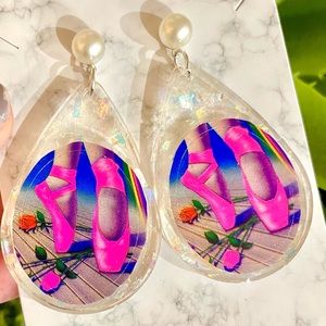 Lisa Frank Ballerina Slippers Sticker Earrings